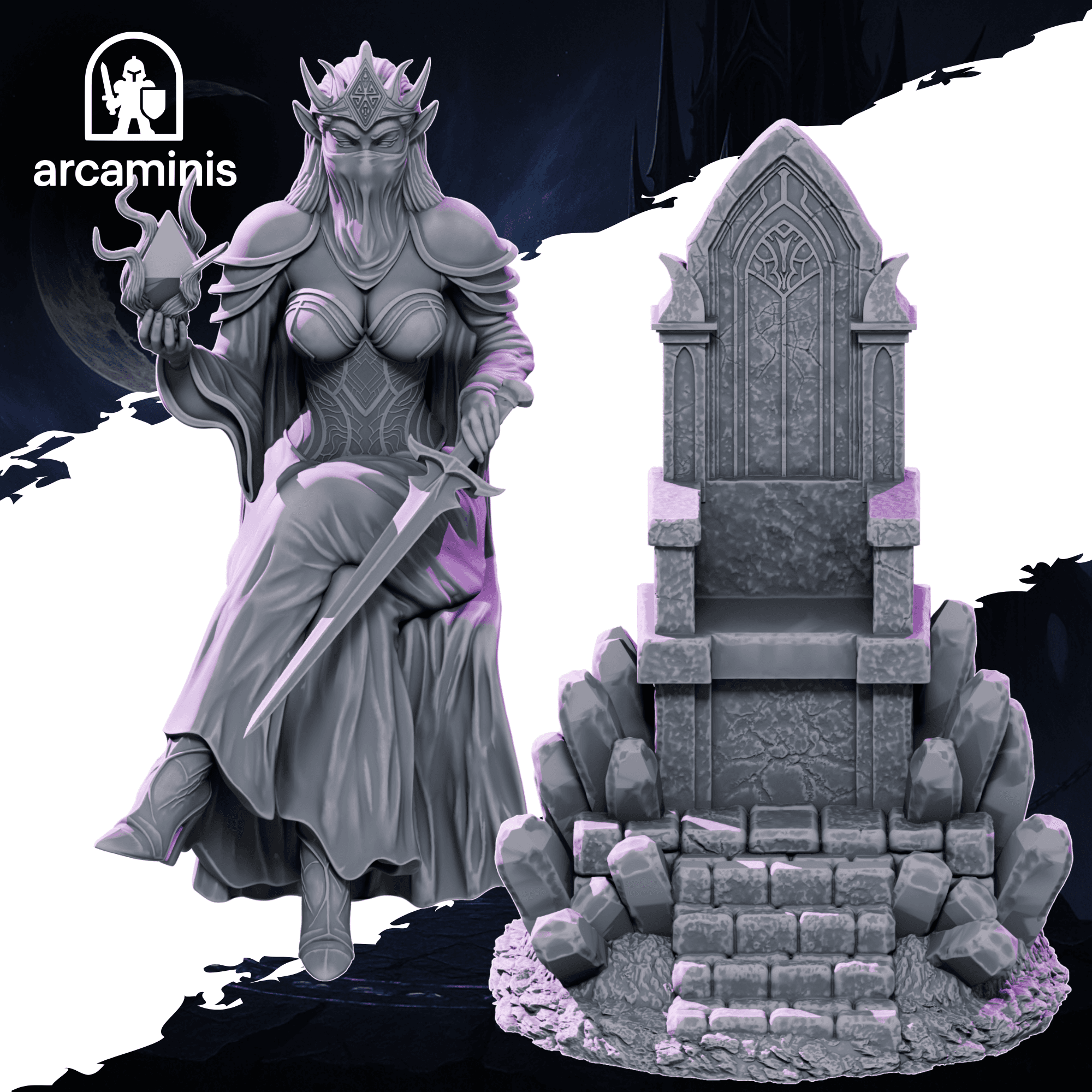 Dark Elf Queen on Throne  #3