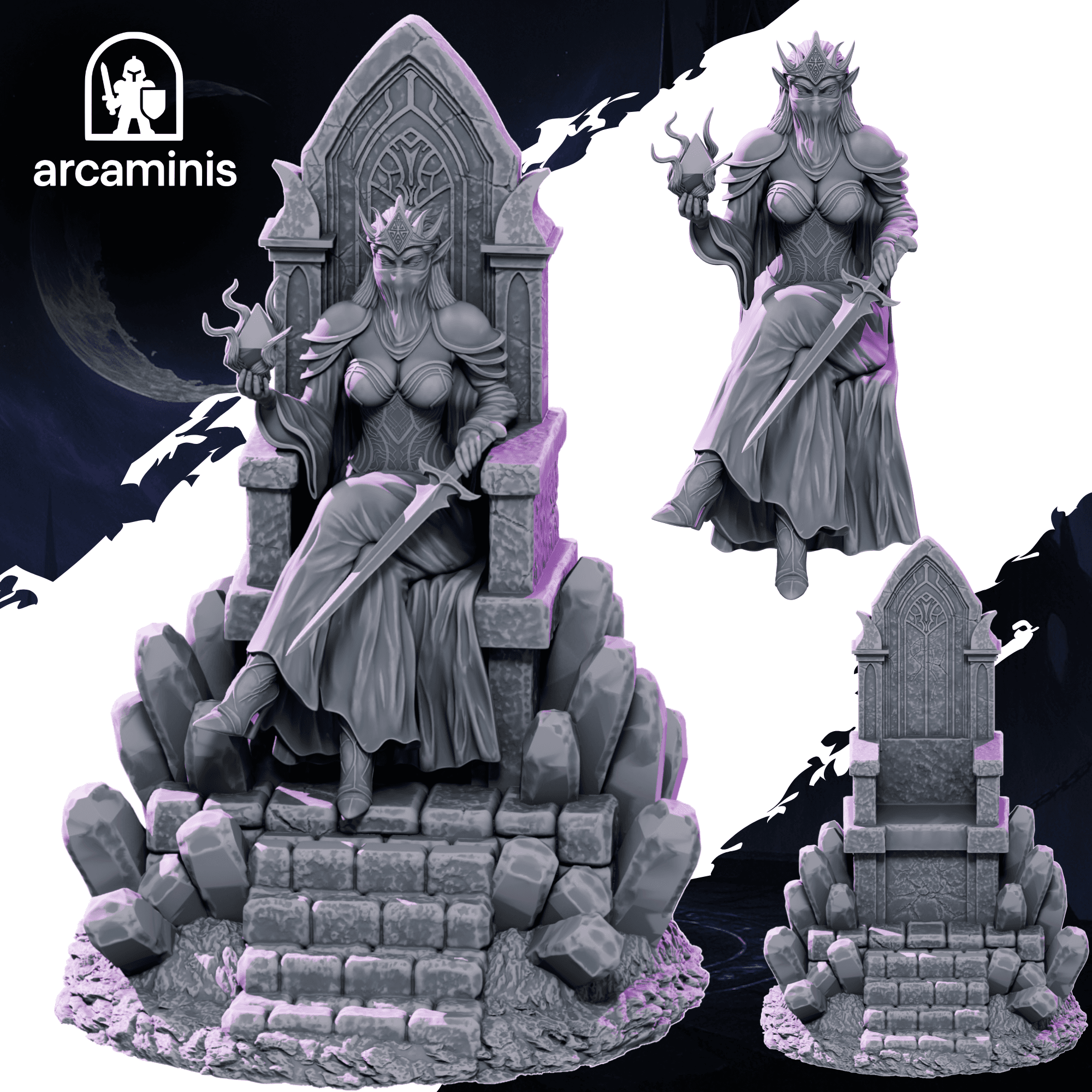 Dark Elf Queen on Throne 